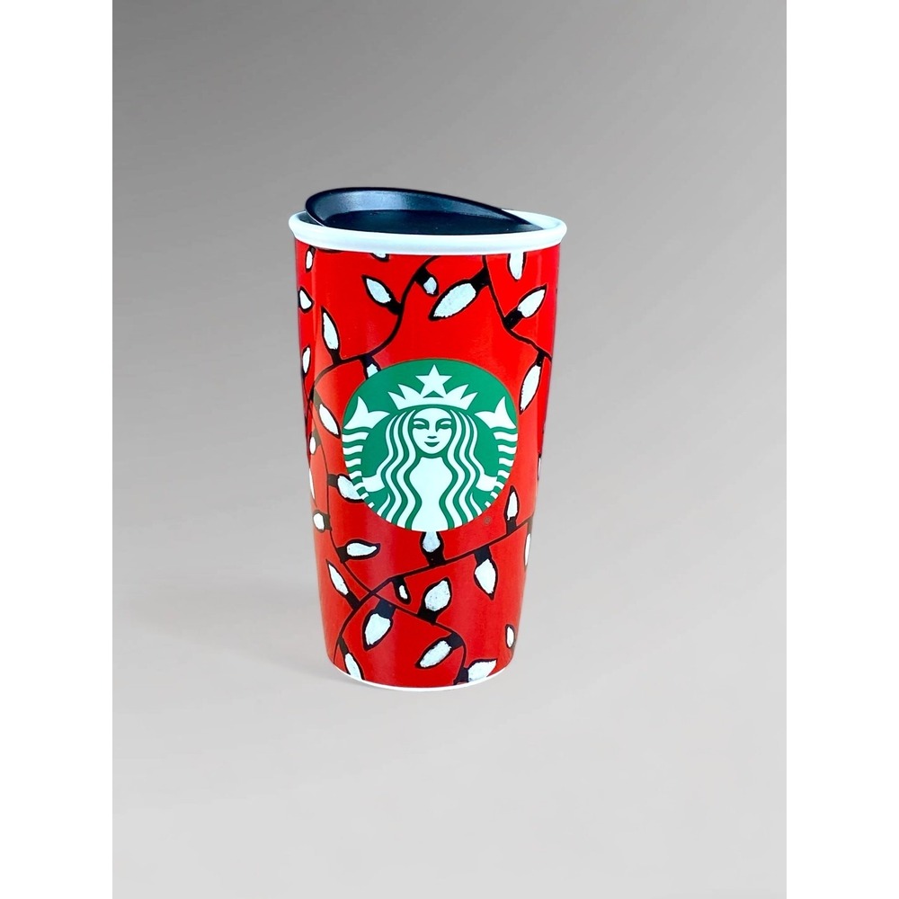 Starbucks 2016‎ Christmas Travel Mug Red with String Lights
